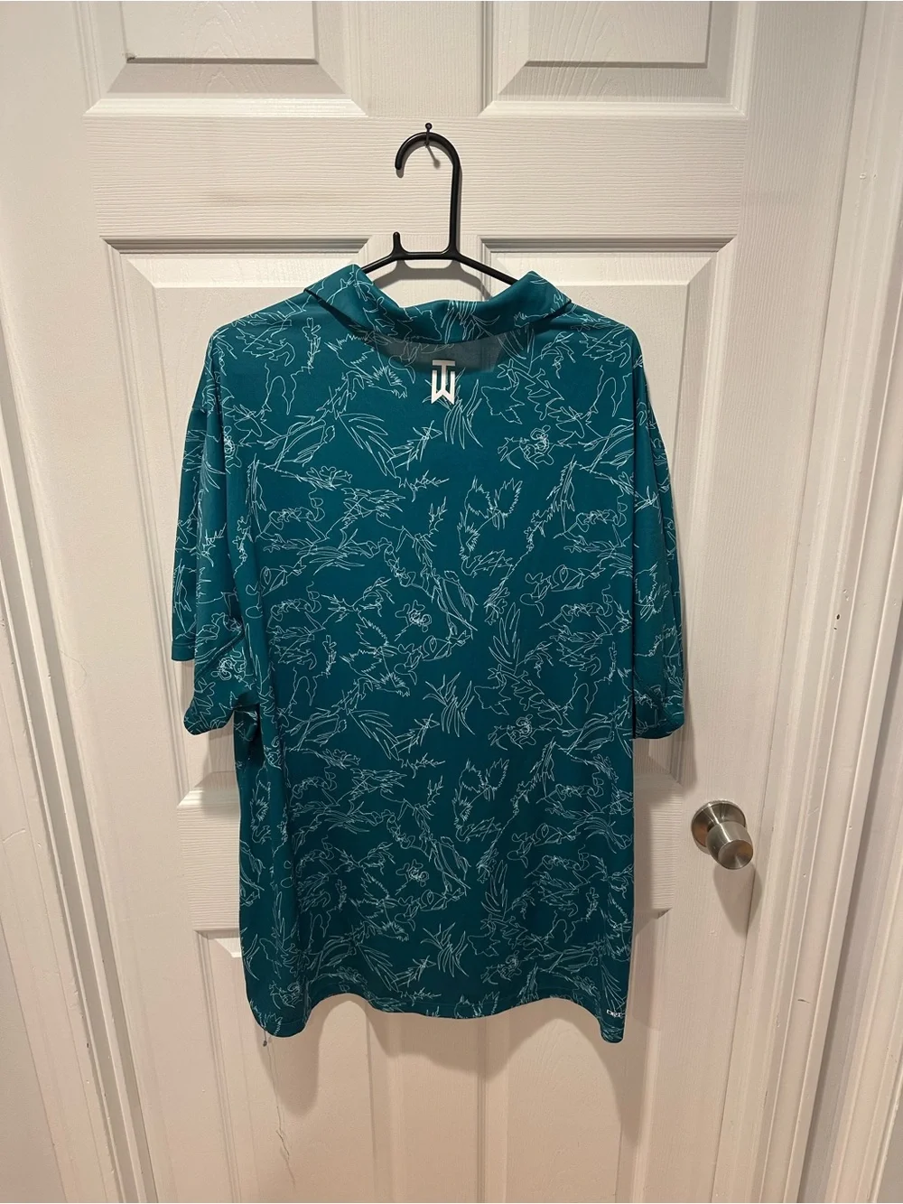 Nike Tiger Woods Dri-FIT ADV Golf Polo Shirt Teal Sketch Line Art Men's XXL